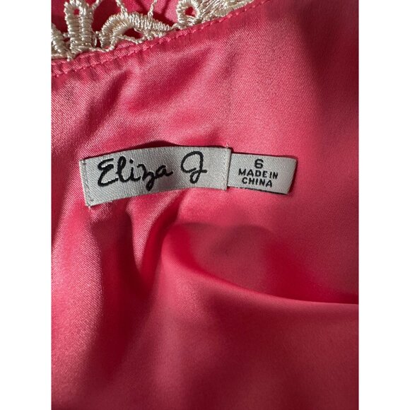 Eliza J Womens Sleeveless Lace Overlay Shift Dress Pink & Ivory Size 6 - Picture 5 of 16